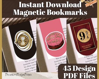 45 Magnet Lesezeichen Design Digital Download Instant PDF Magie Schule