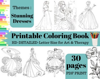 30 Pages Printable Coloring Book Collection for Art & Therapy