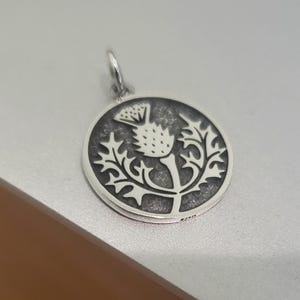 floral flower pendant Sterling Silver Thistle Charm protection