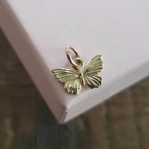 Bronze tiny textured butterfly charm pendant insect bug charms, spring, poetry in motion