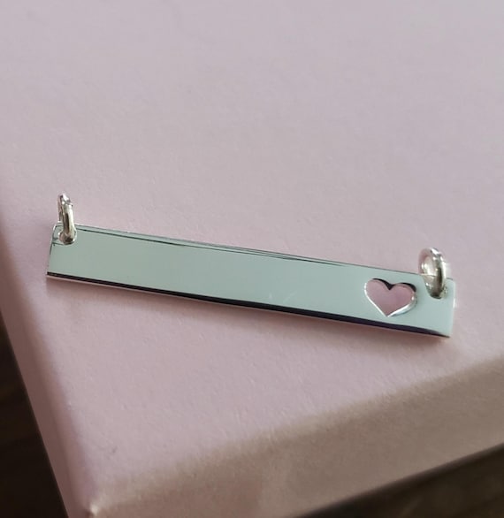 Sterling Silver Long Horizontal Stamping Blank Bar With Heart
