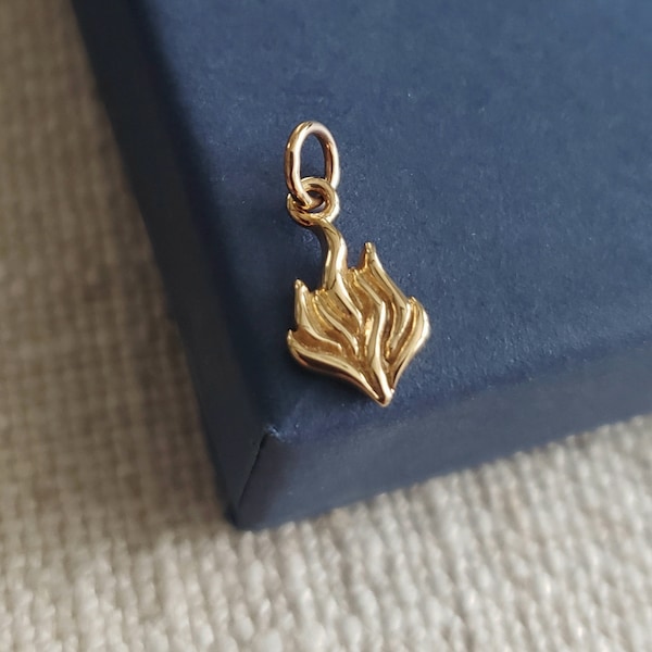 Bronze mini fire flame charm