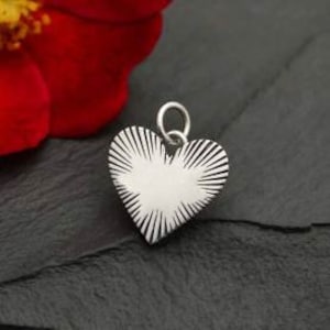 sterling silver heart with radiating lines, christmas gift, Valentines day gift