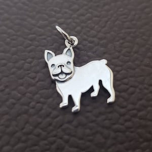 Ciondolo bulldog francese, ciondolo cucciolo di cane, fornitura di gioielli per animali con nome incisione frenchie