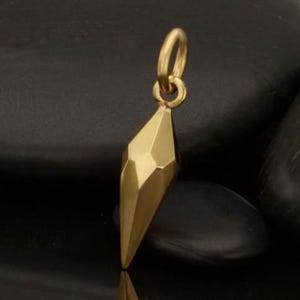 Small faceted spike charm pendant bronze sterling silver finish. Spike pendant