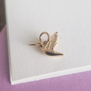 Bronze tiny 3d Hummingbird Charm. hummingbird pendant botanical collection, botanica jewelry, tiny bird charm