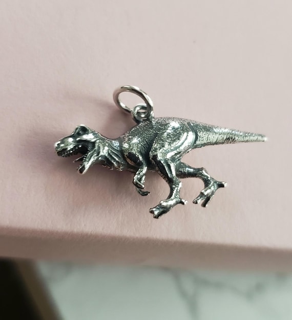 Sterling Silver dinosaur T-rex charm animal history mystery kids jewelry