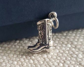 Sterling Silver 3D cowboy boot charm, western