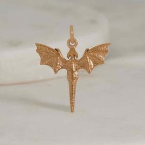 Small detailed flying Dragon Charm sterling silver spirit animal dragon in flight fantasy legend image 6