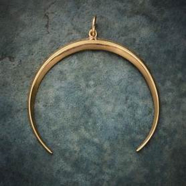 Sterling Silver Crescent Ridged Moon Pendant, upside down moon, celestial jewelry supply