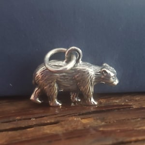 Ciondolo a forma di orso in argento sterling, ciondolo realistico a forma di orso, gioiello a tema animale