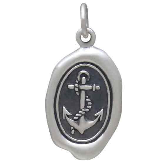 ペンダント２つ Sterling Silver Wax Seal Anchor Charm Custom Engraving