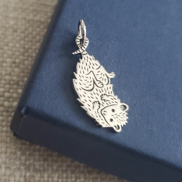 sterling silver flat possum charm animal critter pendant