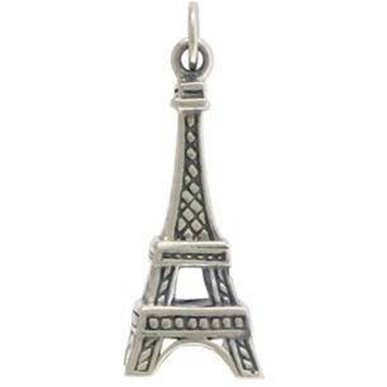 Eiffel tower charm sterling silver Paris travel pendant Parisienne pendant vacation travel French theme jewelry image 7