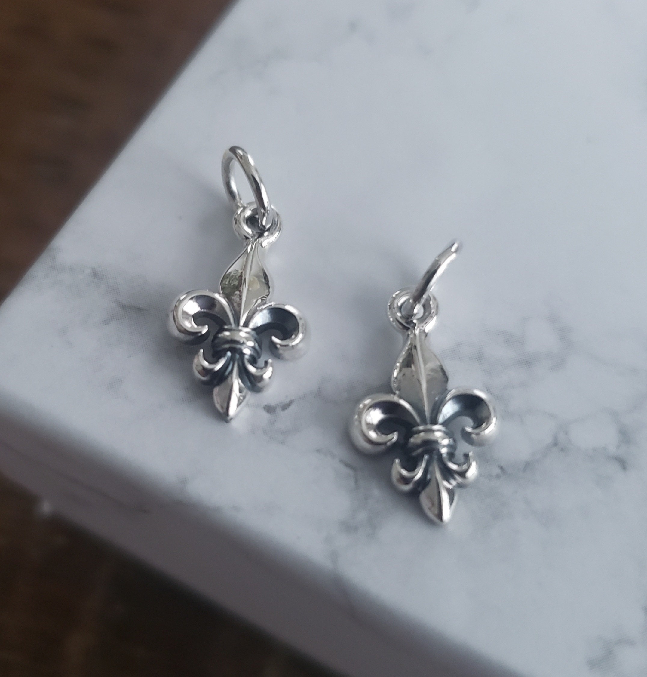 Sterling Silver Fleur De Lys Charm French France Holy Trinity