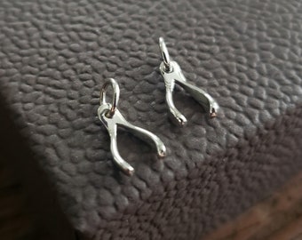 Sterling Silver Tiny Wishbone Charm. good luck charm, lucky