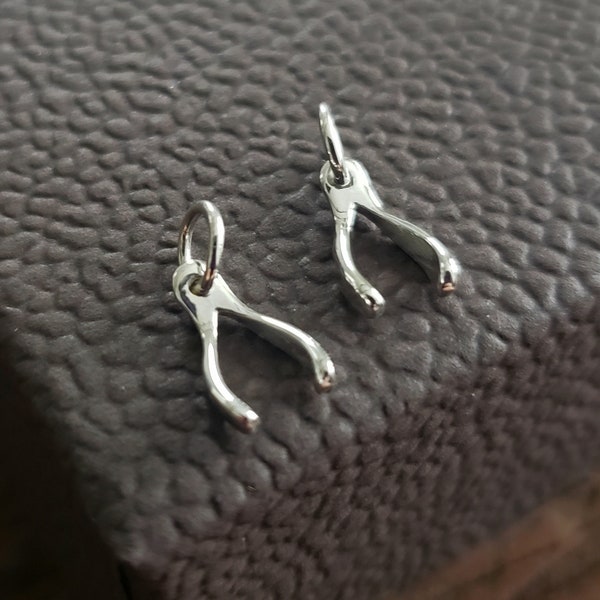 Sterling Silver Tiny Wishbone Charm. good luck charm, lucky