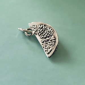 Sterling silver orange slice charm, food, fruit pendant