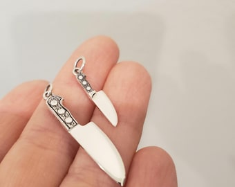 Sterling silver kitchen knife charm cooking lover, chef tool, culinary arts food industry kitchen