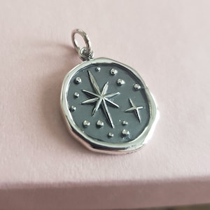 sterling silver wax seal north star charm star pendant encouragement gift, guiding light inspiration graduation