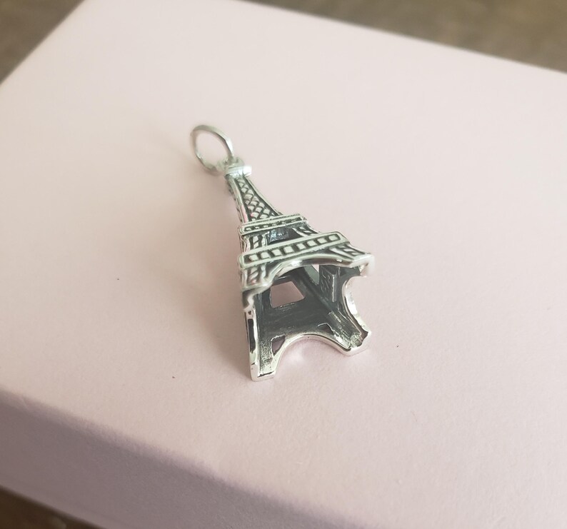 Eiffel tower charm sterling silver Paris travel pendant Parisienne pendant vacation travel French theme jewelry image 10