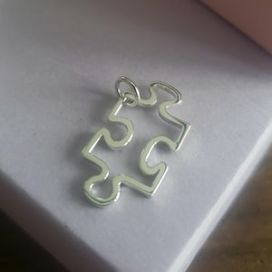 Sterling silver puzzle piece charms game lover, luck and chances roll the dice strategist game lover gift hobby missing puzzle children's
