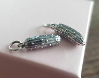 Sterling silver pickle charm food lover pendant gift for grandmother