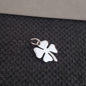 Sterling Silver Four Leaf Lucky Clover Charm. Shamrocks good luck gift Irish st Patrick&#39;s day