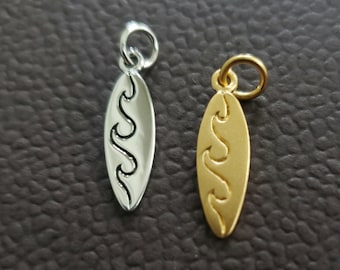 sterling silver Surfboard Charm water sports, beach ocean surfer pendant, surf wave board, California Hawaii  ocean