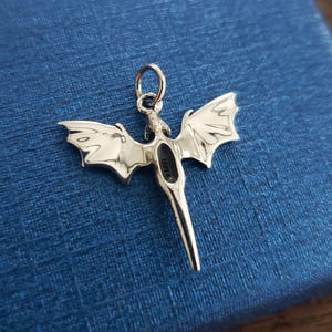 Small detailed flying Dragon Charm sterling silver spirit animal dragon in flight fantasy legend image 8