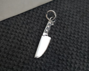 Sterling silver knife charm cooking lover, chef, culinary arts food industry kitchen