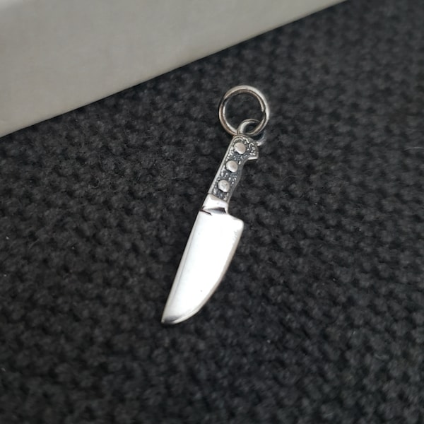 Sterling silver knife charm, cooking lover, chef, culinary arts food industry kitchen