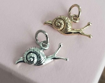 Tiny sterling silver snail charm nature lover gift animal bug charm slow living snail pendant