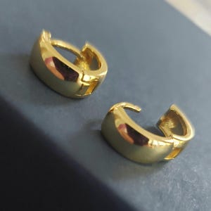 925 vermeil Huggies, gold tiny bold hoop earrings 10mm thick huggies