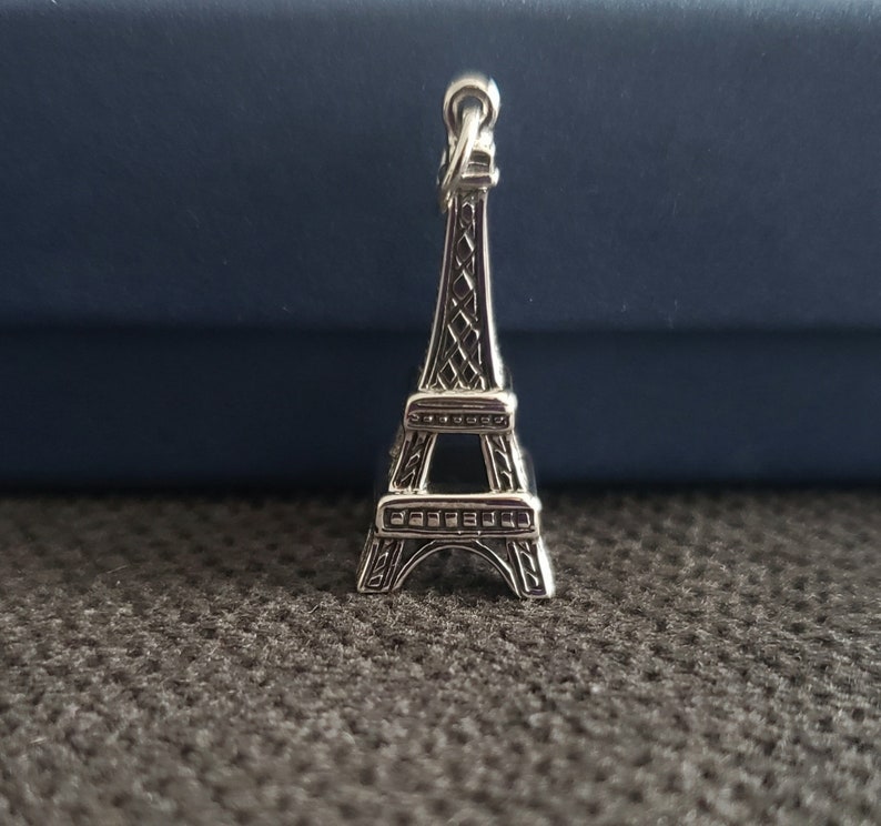 Eiffel tower charm sterling silver Paris travel pendant Parisienne pendant vacation travel French theme jewelry image 9