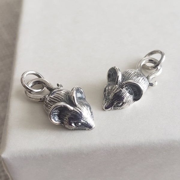Sterling Silver tiny Mouse Charm childrens animal pendant jewelry supply