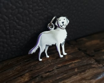 Sterling Silver  Golden Retriever dog Charm. animal jewelry supply, pet lover owner, dog mom gift pendant, childrens jewelry, name engraving