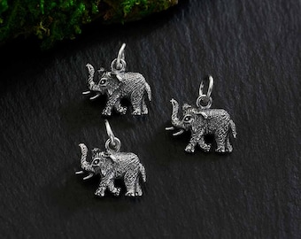 Sterling silver tiny elephant charm jungle animal pendant jewelry symbol of good luck and wisdom