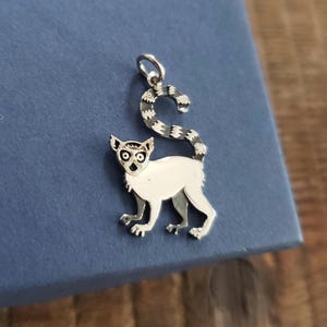 Sterling Silver lemur Charm, animal, zoo, childrens jewelry