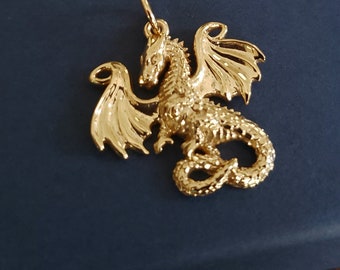 Bronze fairytale dragon charm mythical animal pendant