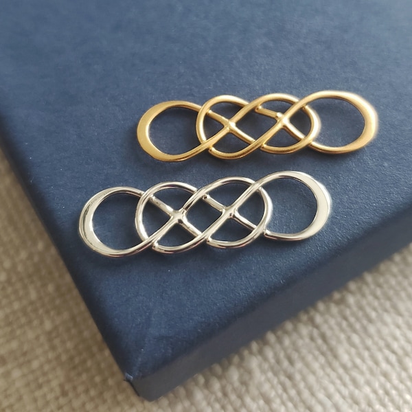 Sterling Silver or gold Intertwined Infinity Link. two infinity link combined.