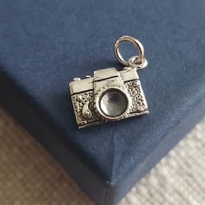 Sterling Silver Camera Charm hobbyist, photographer, traveler, vintage camera pendant