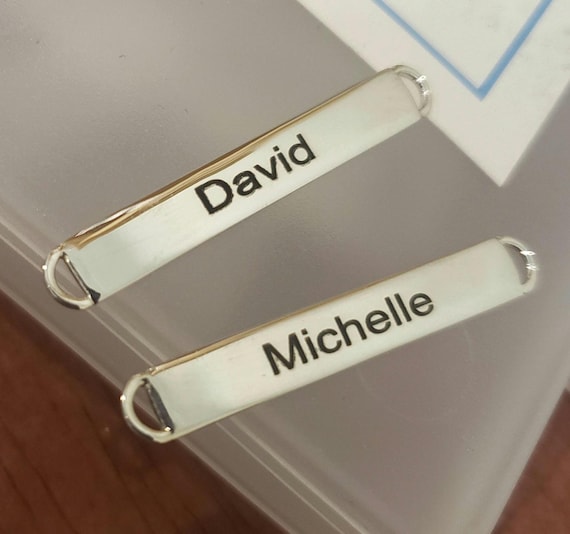 スターリングシルバーのカスタム刻印サイドウェイバー、空白の長方形