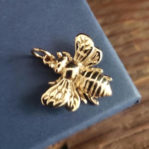 Large Natural Bronze Honeybee Bumble Bee Charm insect nature garden jewelry