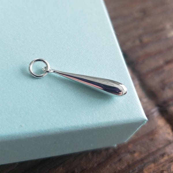 Sterling Silver solid teardrop charm geometric smooth teardrop dangle