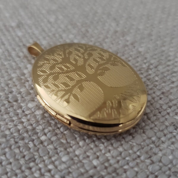 14k gold filled Oval Tree of Life Locket Pendant, picture photo included family jewelry charm