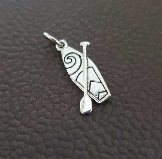 sterling silver SUP Charm standup paddle board pendant, water sports, beach ocean wave board, California Hawaii