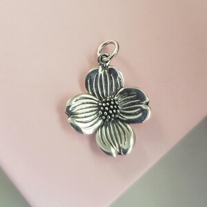 sterling silver dogwood flower charm nature purity sacrifice, Christian jewelry image 5