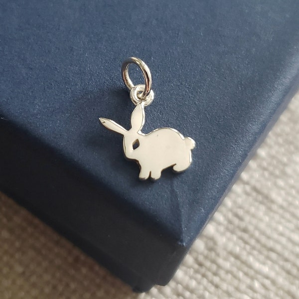 teeny tiny sweet bunny rabbit charm, sterling silver childrens jewelry