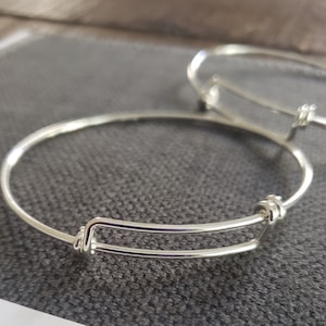 Sterling silver expandable bangle two sizes, easy on off bangle, diy charm bracelet supply